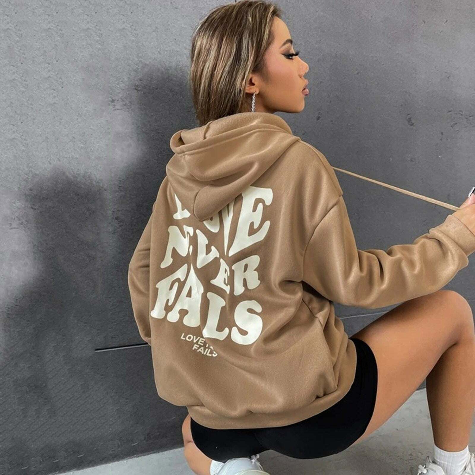 Love Never Fails Aesthetic Hoodie - Y2K Summer Grunge, 90s Retro, Pastel Goth, Y2K Club Outfit