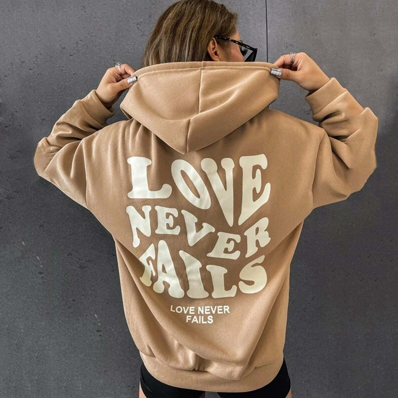 Love Never Fails Aesthetic Hoodie - Y2K Summer Grunge, 90s Retro, Pastel Goth, Y2K Club Outfit