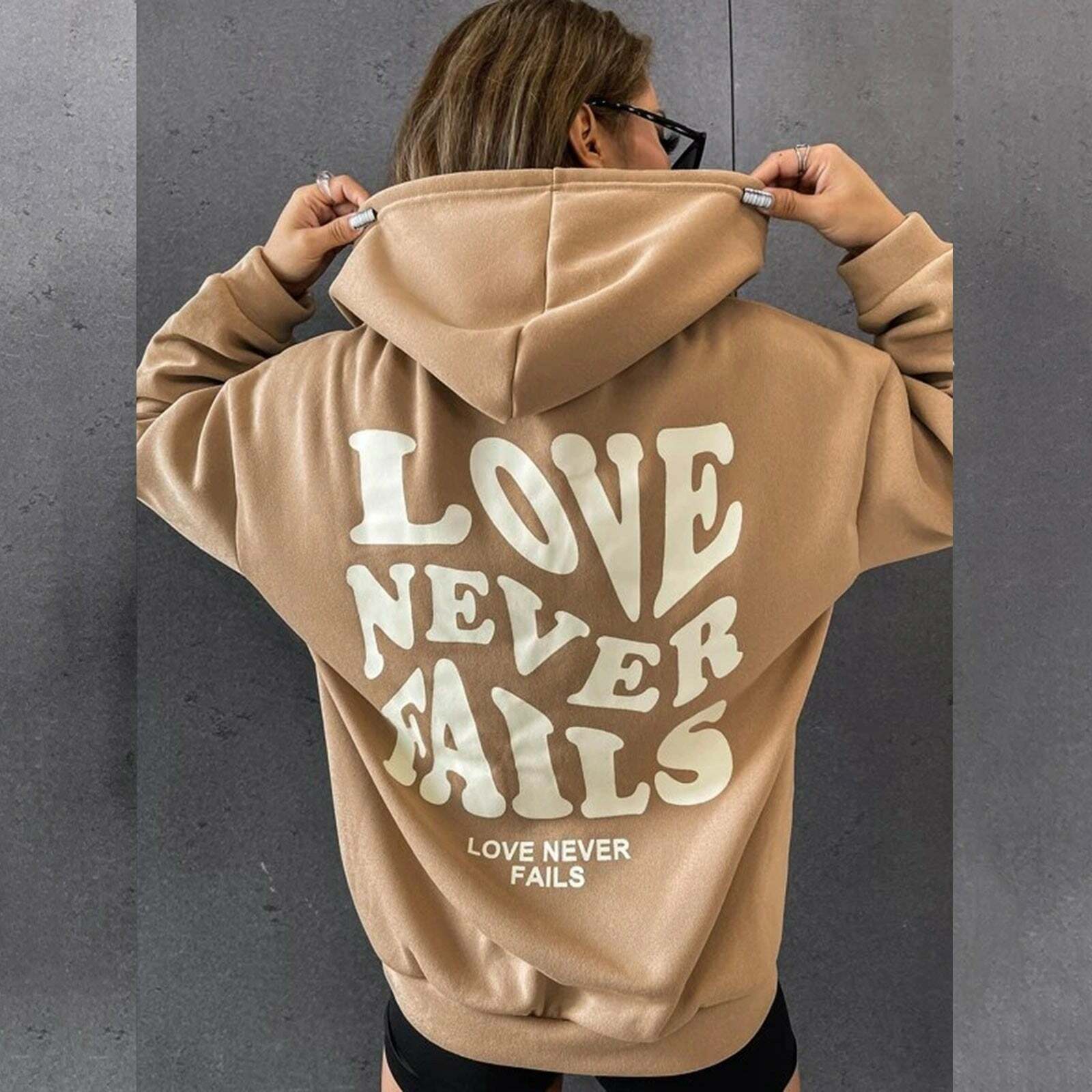 Love Never Fails Aesthetic Hoodie - Y2K Summer Grunge, 90s Retro, Pastel Goth, Y2K Club Outfit