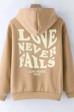 Love Never Fails Aesthetic Hoodie - Y2K Summer Grunge, 90s Retro, Pastel Goth, Y2K Club Outfit
