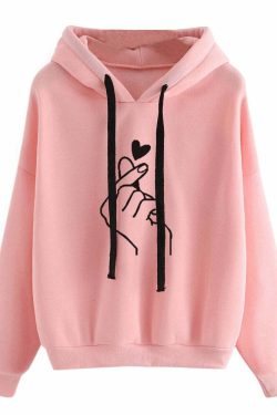 Love Sign Hoodie K-Pop - Y2K Summer, 90s Grunge, Retro Style, Y2K Party, Y2K Club
