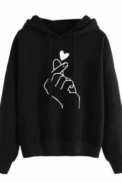 Love Sign Hoodie K-Pop - Y2K Summer, 90s Grunge, Retro Style, Y2K Party, Y2K Club