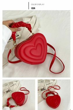 Lovecore Aesthetic Heart Shoulder Bag Red - Y2K Summer, 90s Grunge, Retro, Pastel Goth Fashion
