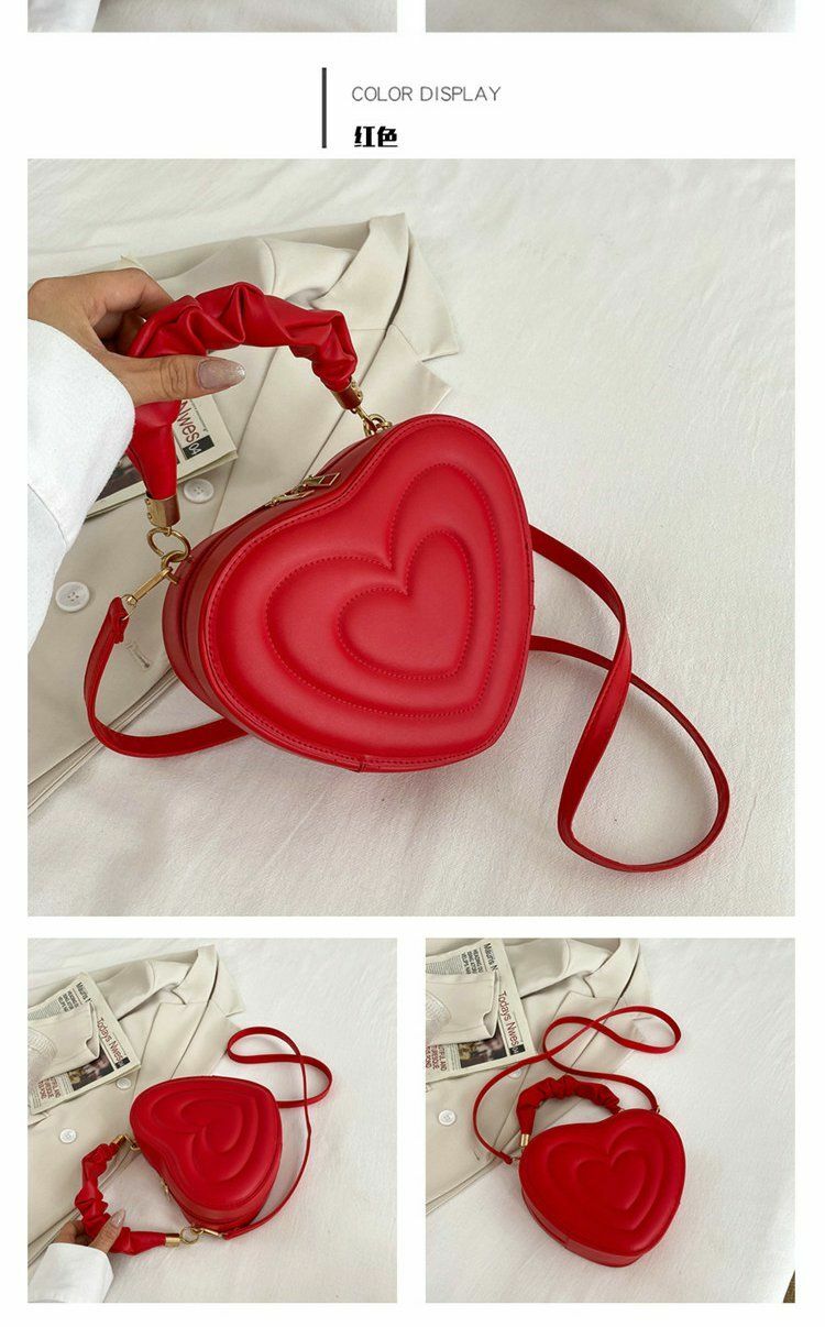 Lovecore Aesthetic Heart Shoulder Bag Red - Y2K Summer, 90s Grunge, Retro, Pastel Goth Fashion