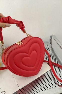 Lovecore Aesthetic Heart Shoulder Bag Red - Y2K Summer, 90s Grunge, Retro, Pastel Goth Fashion