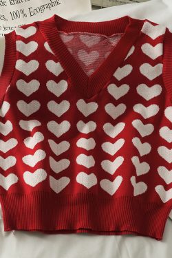 Lovecore V-Neck Knit Sweater Vest - Y2K Summer, 90s Fashion, Grunge, Retro, Pastel Goth Out