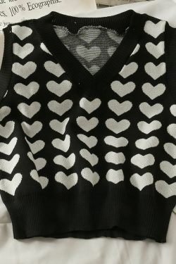 Lovecore V-Neck Knit Sweater Vest - Y2K Summer, 90s Fashion, Grunge, Retro, Pastel Goth Out