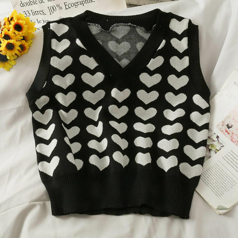 Lovecore V-Neck Knit Sweater Vest - Y2K Summer, 90s Fashion, Grunge, Retro, Pastel Goth Out