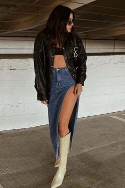 Lovella Denim Slit Maxi Skirt - Y2K Summer, 90s Fashion, Grunge, Retro, Y2K Party & Club