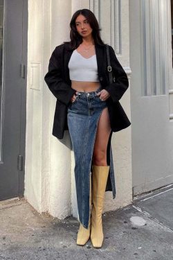 Lovella Denim Slit Maxi Skirt - Y2K Summer, 90s Fashion, Grunge, Retro, Y2K Party & Club