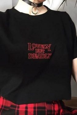 Lovely But Deadly Shirt - Y2K Grunge, 90s Fashion, Retro Style, Pastel Goth, Summer Y2K Outfits