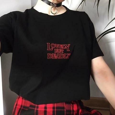 Lovely But Deadly Shirt - Y2K Grunge, 90s Fashion, Retro Style, Pastel Goth, Summer Y2K Outfits