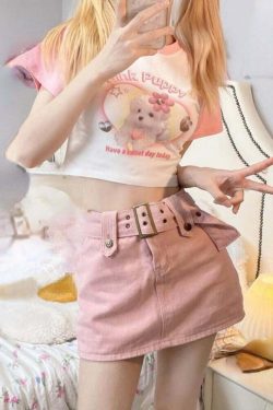 Lovely Dog Crop Top T-shirt - Y2K Summer, 90s Grunge, Retro Style, Baby Tees, Y2K Fashion