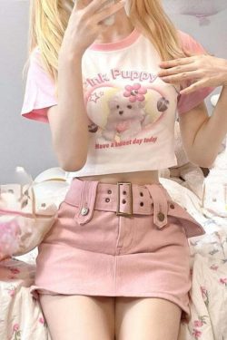 Lovely Dog Crop Top T-shirt - Y2K Summer, 90s Grunge, Retro Style, Baby Tees, Y2K Fashion