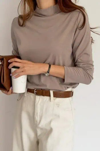 Lovely Half Turtleneck Long Sleeve Tee Shirt - Y2K Summer, 90s Grunge, Retro, Pastel Goth Fashion