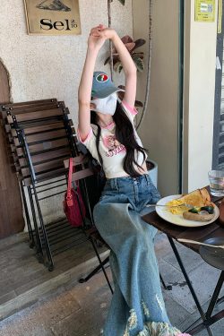 Lovely Life Kitten Crop Top - Y2K Summer, 90s Grunge, Retro, Pastel Goth, Y2K Party Outfit