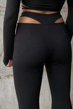 Lucifer Elastic Pants - Y2K Summer Grunge Outfit, 90s Retro Style, Gothic Y2K Fashion