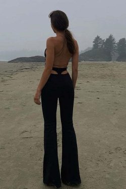 Lucifer Elastic Pants - Y2K Summer Grunge Outfit, 90s Retro Style, Gothic Y2K Fashion