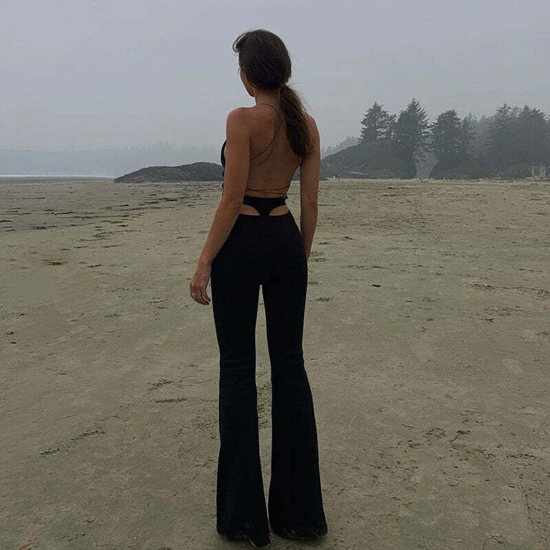 Lucifer Elastic Pants - Y2K Summer Grunge Outfit, 90s Retro Style, Gothic Y2K Fashion