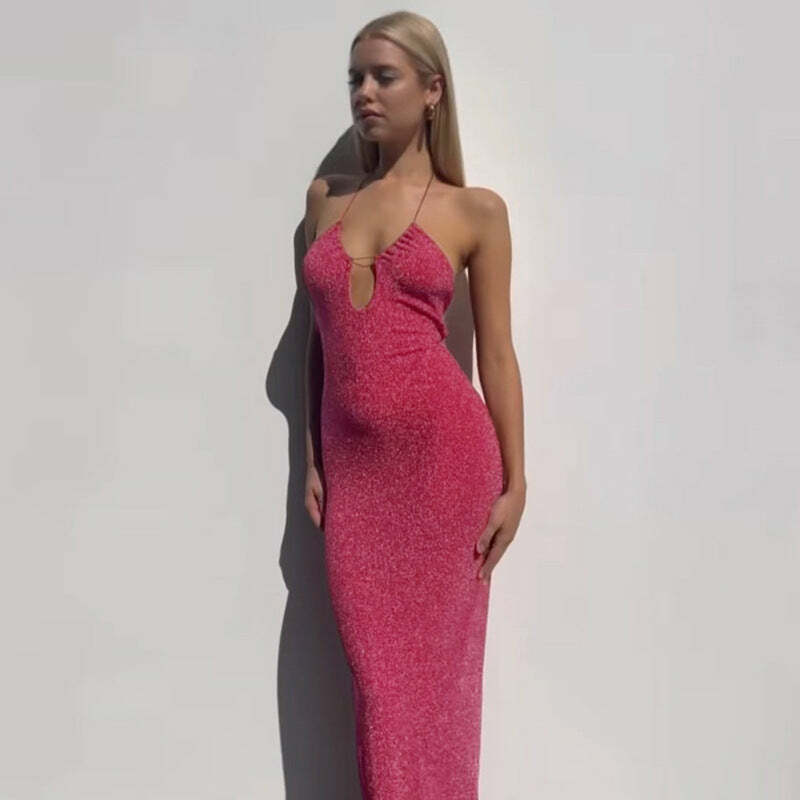 Lyndee Glitter Maxi Dress - Y2K Summer, 90s Fashion, Grunge, Retro, Party & Club Outfits