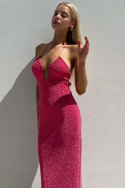 Lyndee Glitter Maxi Dress - Y2K Summer, 90s Fashion, Grunge, Retro, Party & Club Outfits