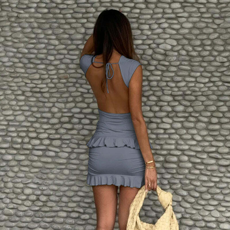 Maisley Backless Mini Dress - Y2K Summer, 90s Grunge, Retro Style, Y2K Party & Club Outfits