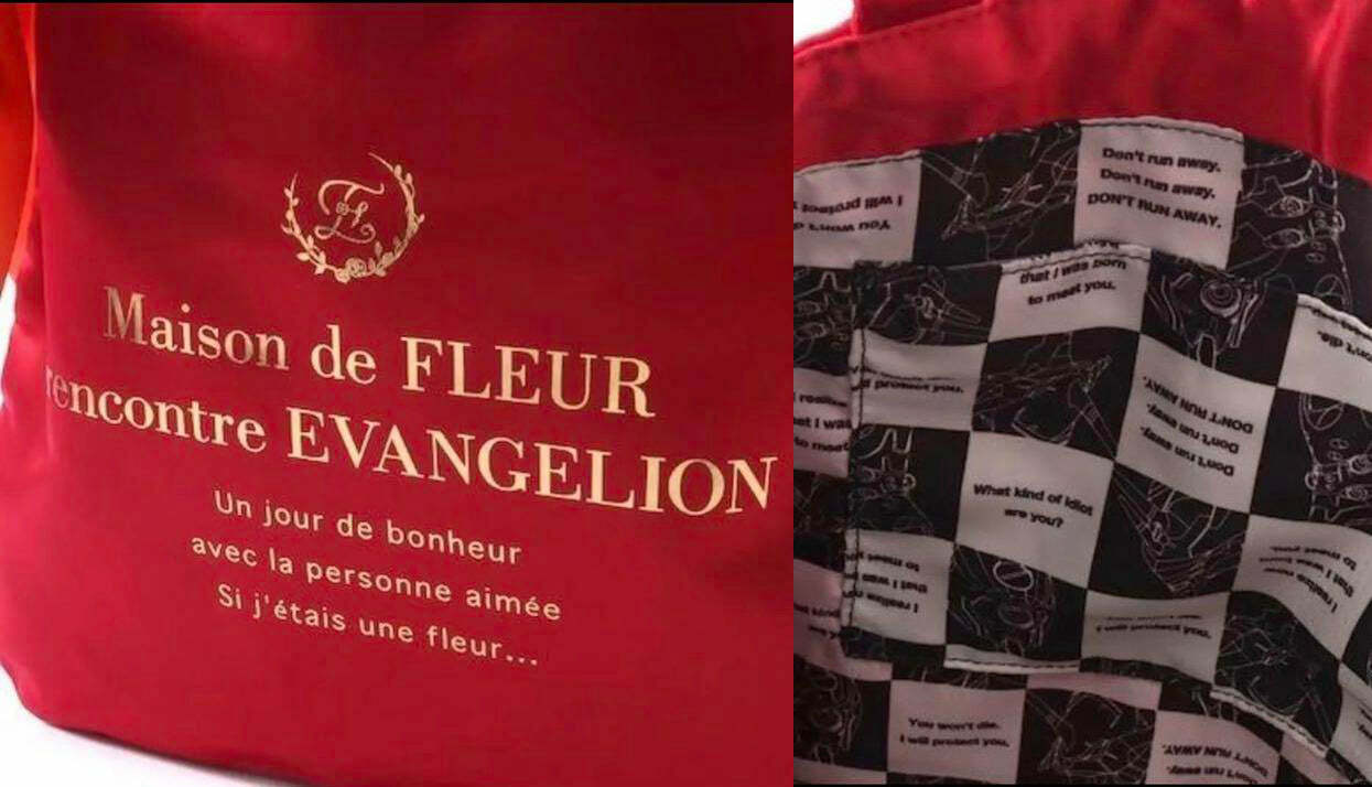 Maison De Fleur x EVANGELION Y2K Grunge Satin Tote Bag - 90s Retro Fashion for Summer Outfits
