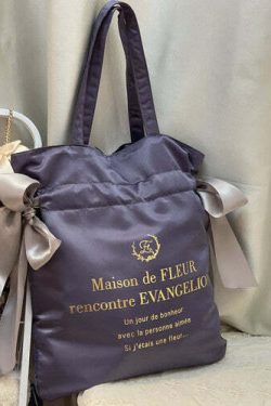 Maison De Fleur x EVANGELION Y2K Grunge Satin Tote Bag - 90s Retro Fashion for Summer Outfits