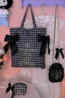 Maison De Fleur x Kuromi Y2K Grunge 90s Retro Large Capacity Bow Tote Bag