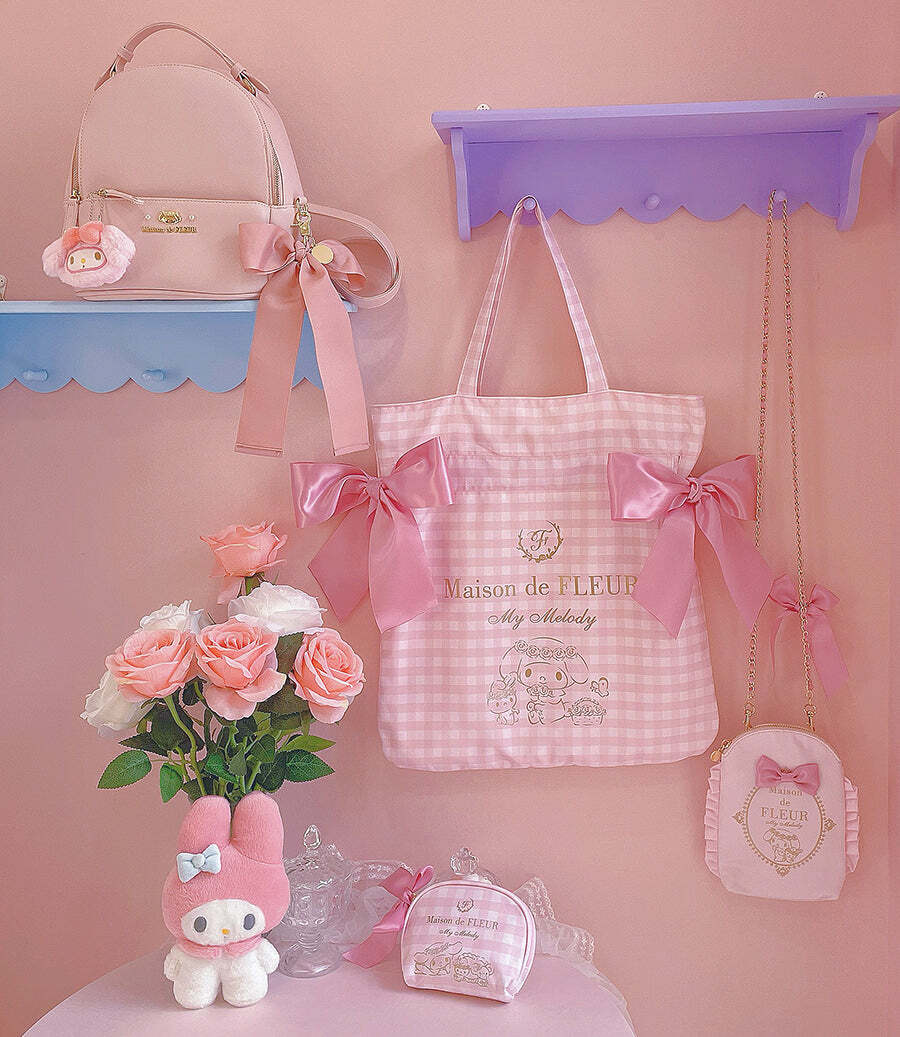 Maison De Fleur x My Melody Coin Pouch - Y2K Grunge, 90s Retro, Pastel Goth, Summer Y2K Fashion
