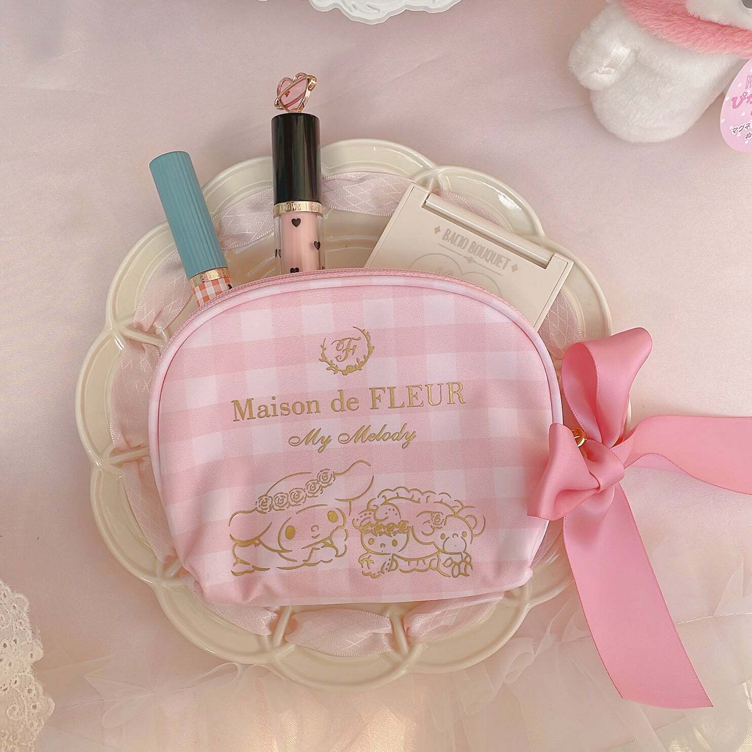Maison De Fleur x My Melody Coin Pouch - Y2K Grunge, 90s Retro, Pastel Goth, Summer Y2K Fashion