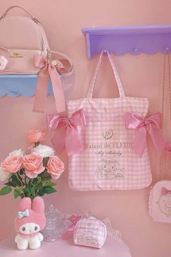Maison De Fleur x My Melody Y2K Grunge 90s Retro Large Capacity Bow Tote Bag