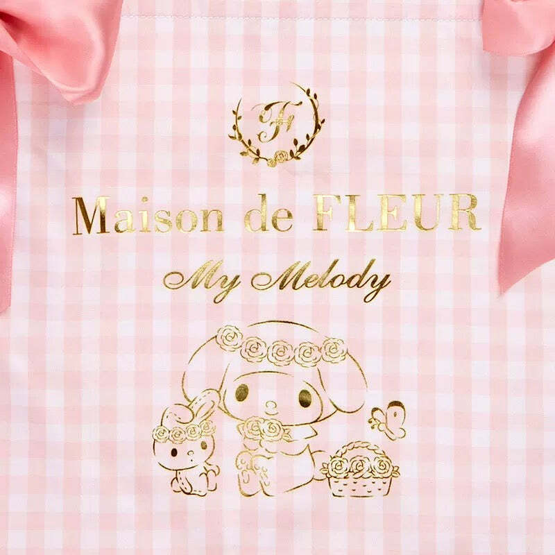 Maison De Fleur x My Melody Y2K Grunge 90s Retro Large Capacity Bow Tote Bag