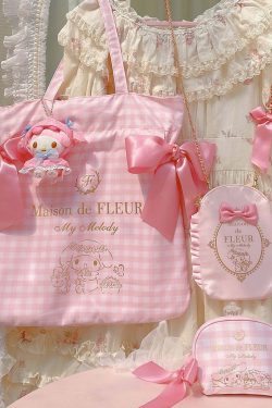 Maison De Fleur x My Melody Y2K Grunge 90s Retro Large Capacity Bow Tote Bag
