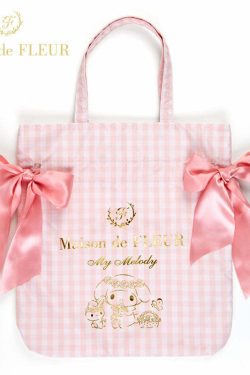 Maison De Fleur x My Melody Y2K Grunge 90s Retro Large Capacity Bow Tote Bag