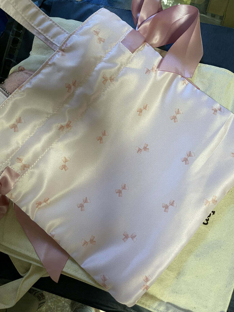 Maison De Fleur x My Melody Y2K Tote Bag with Cute Ribbon - Retro 90s Grunge Summer Fashion