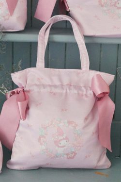 Maison De Fleur x My Melody Y2K Tote Bag with Cute Ribbon - Retro 90s Grunge Summer Fashion