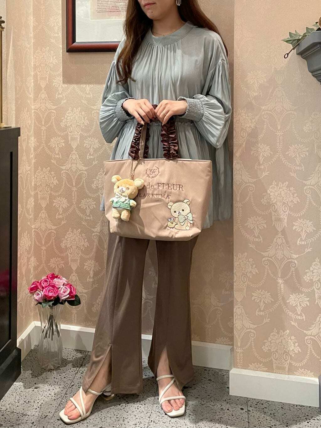 Maison De Fleur x Rilakkuma Y2K Grunge Tote Bag - Retro 90s Fashion, Pastel Goth, Summer Outfits