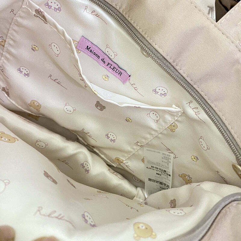 Maison De Fleur x Rilakkuma Y2K Grunge Tote Bag - Retro 90s Fashion, Pastel Goth, Summer Outfits