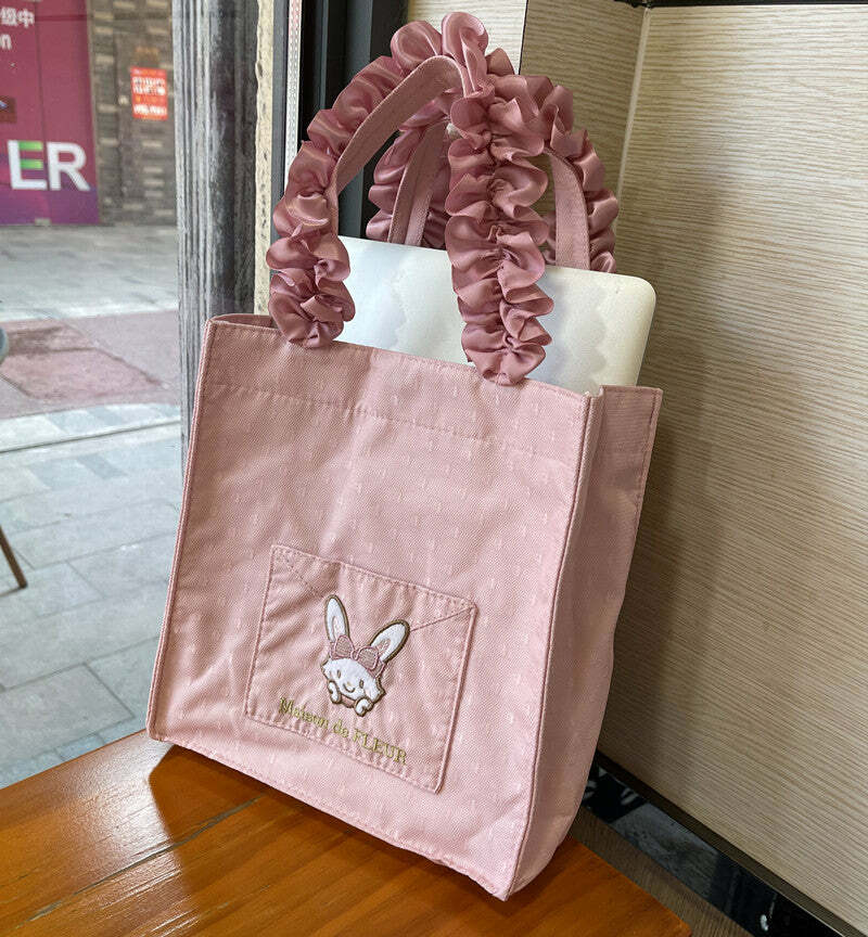 Maison De Fleur x Wish Me Mell Y2K Lace Tote Bag - Retro 90s Grunge Summer Fashion