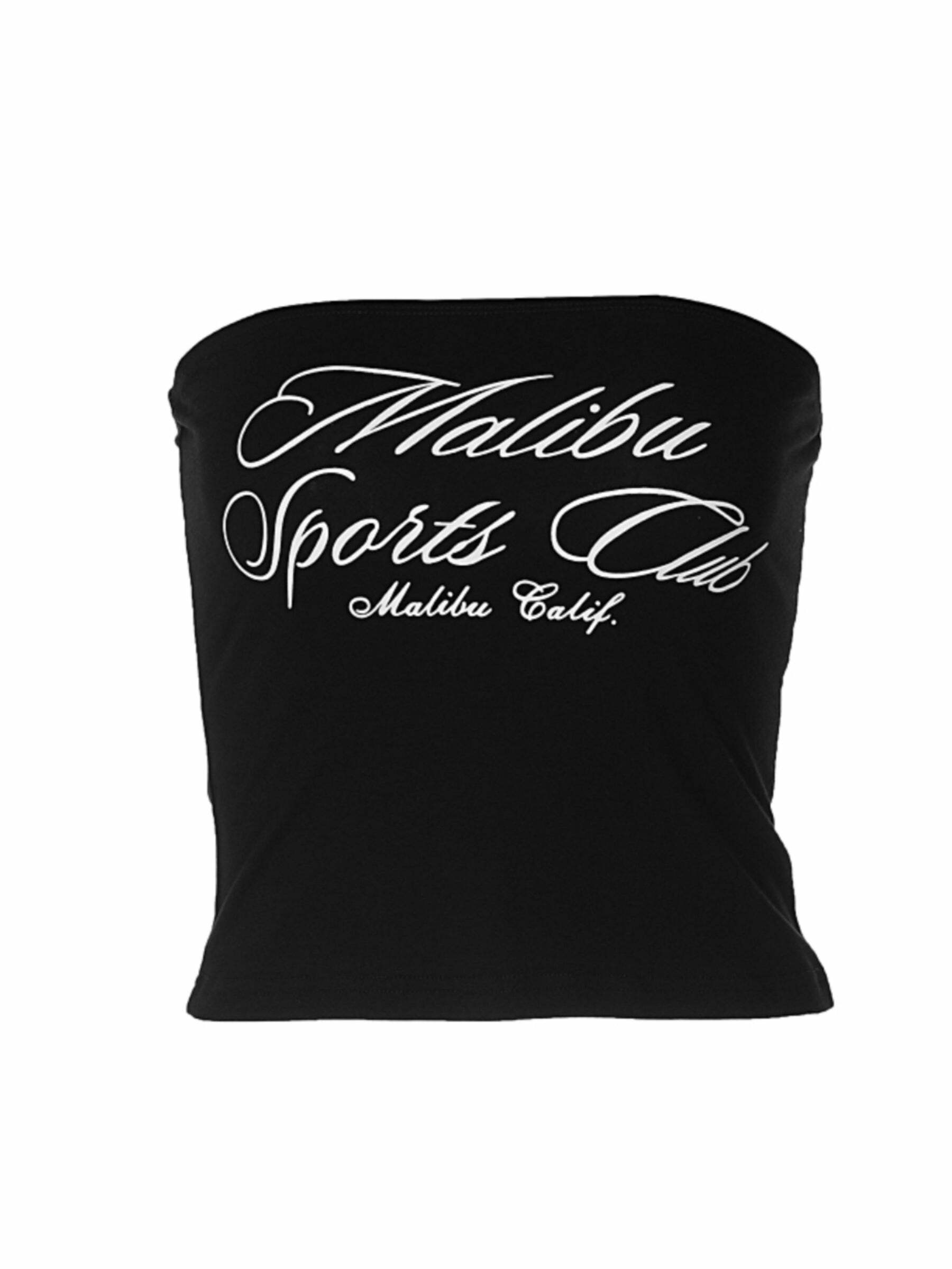 Malibu Letter Print Strapless Top - Y2K Summer, 90s Fashion, Grunge, Retro, Baby Tees, Y2K