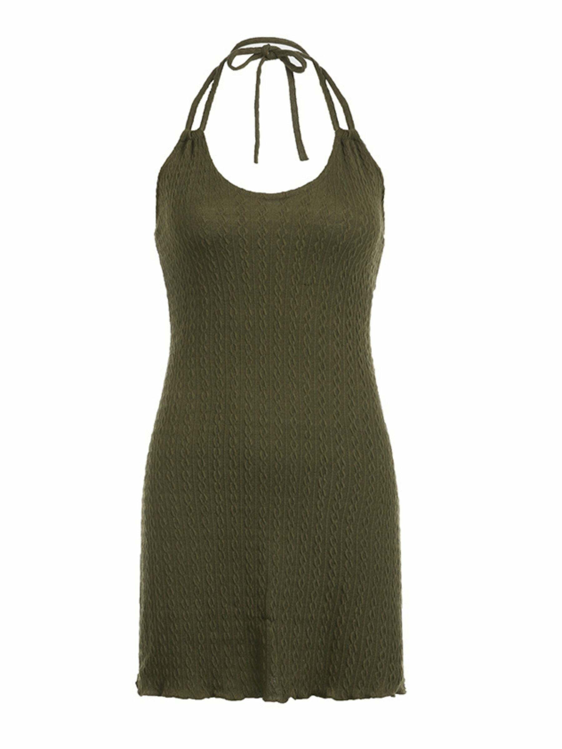 Maliya Halterneck Backless Mini Dress - Y2K Summer, 90s Grunge, Retro Party, Pastel Goth Style