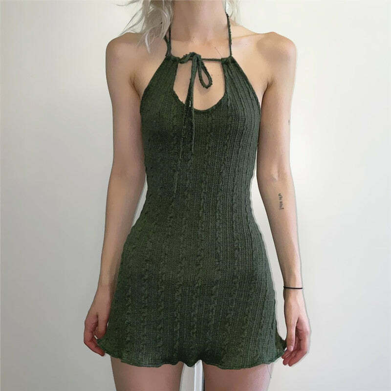 Maliya Halterneck Backless Mini Dress - Y2K Summer, 90s Grunge, Retro Party, Pastel Goth Style