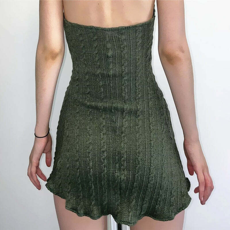 Maliya Halterneck Backless Mini Dress - Y2K Summer, 90s Grunge, Retro Party, Pastel Goth Style