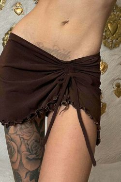 Mandy Low Waist Strappy Mini Skirt - Y2K Summer, 90s Grunge, Retro, Pastel Goth, Y2K