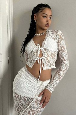 Marlow Lace Cardigan Top - Y2K Summer, 90s Grunge, Retro Style, Y2K Party & Club Outfits