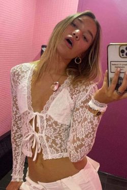 Marlow Lace Cardigan Top - Y2K Summer, 90s Grunge, Retro Style, Y2K Party & Club Outfits