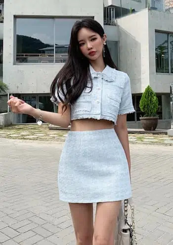 Mary Jane Tweed 2pcs Set - Y2K Summer Grunge Outfit, 90s Fashion, Retro Style, Y2K Party Look