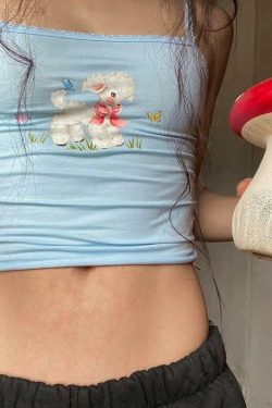 Mary the Lamb Y2K Crop Top - 90s Grunge, Retro Summer, Pastel Goth, Y2K Party & Club Outfits