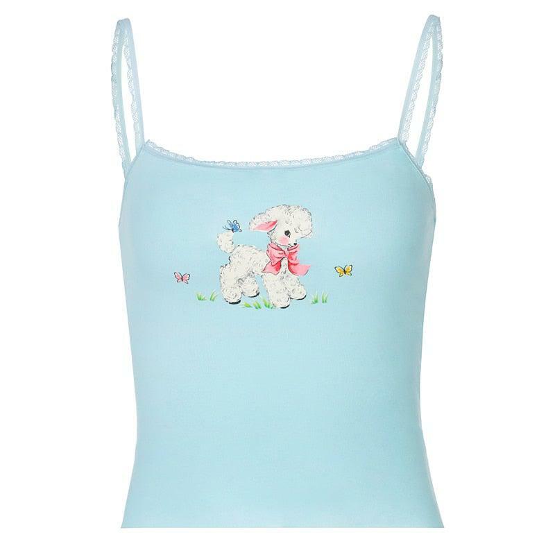 Mary the Lamb Y2K Crop Top - 90s Grunge, Retro Summer, Pastel Goth, Y2K Party & Club Outfits